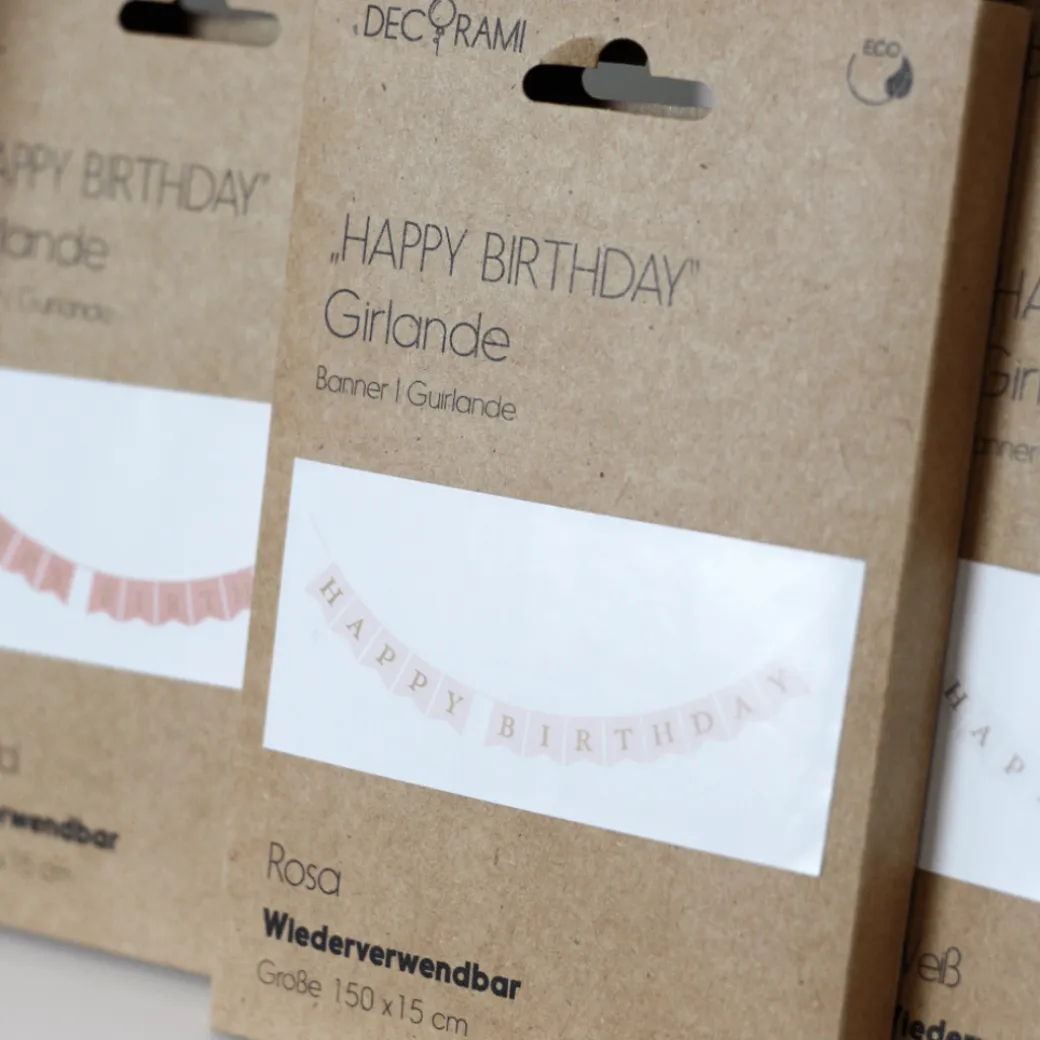 Papiergirlande "Happy Birthday" Rosa