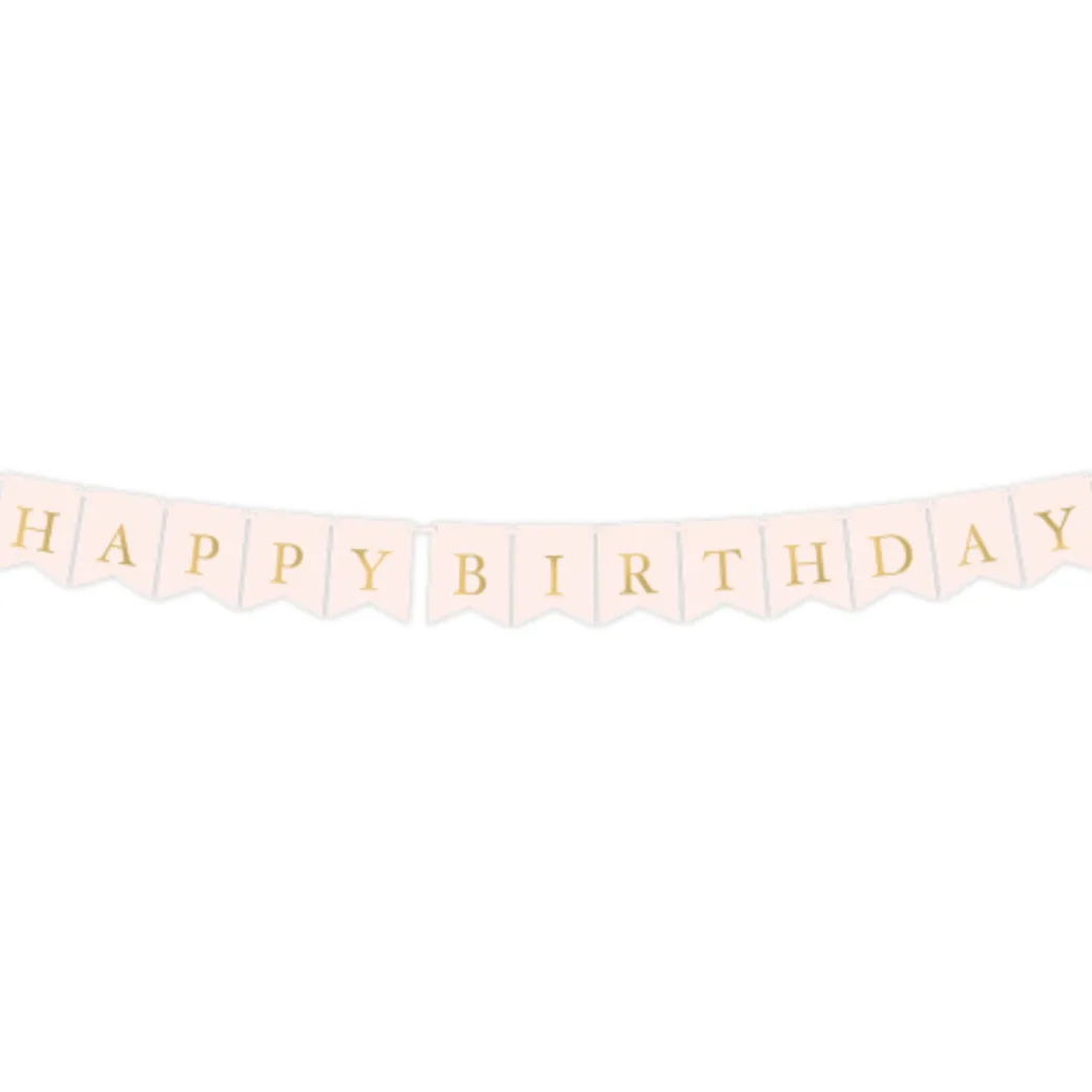 Papiergirlande "Happy Birthday" Rosa