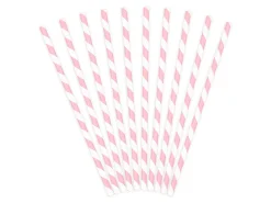 Papier-Strohhalme Gestreift Rosa