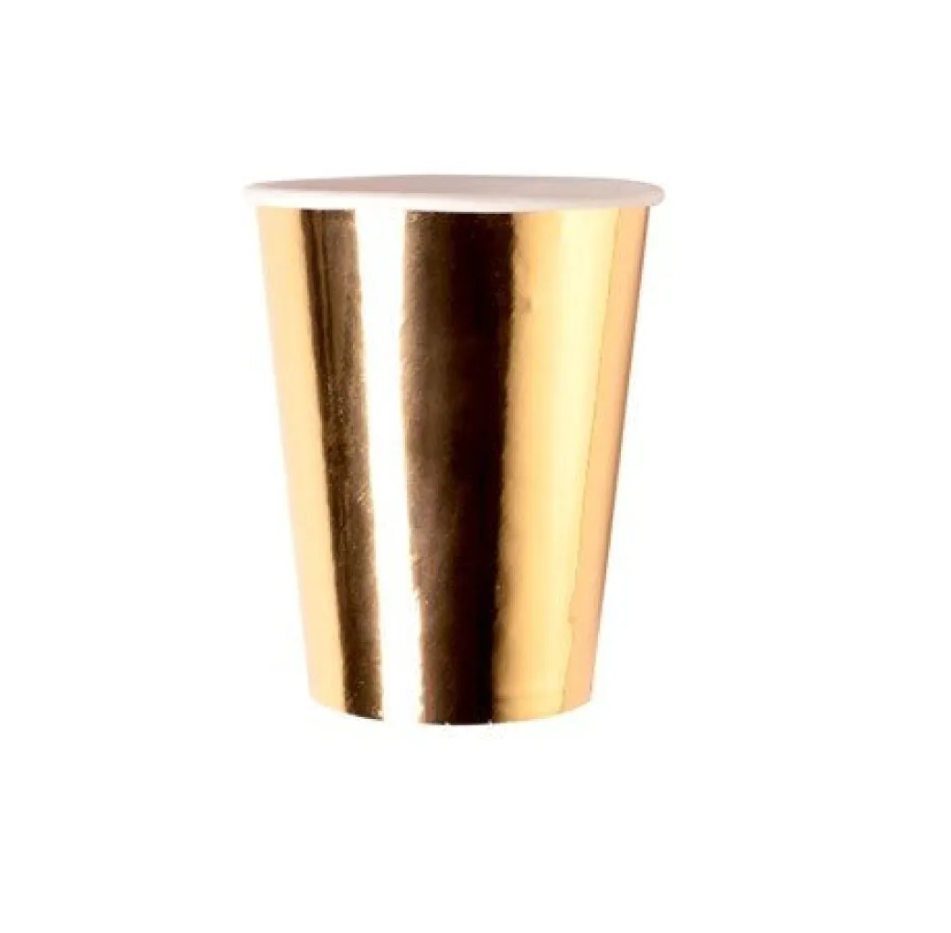 Pappbecher Einfarbig Gold 6 Stk.