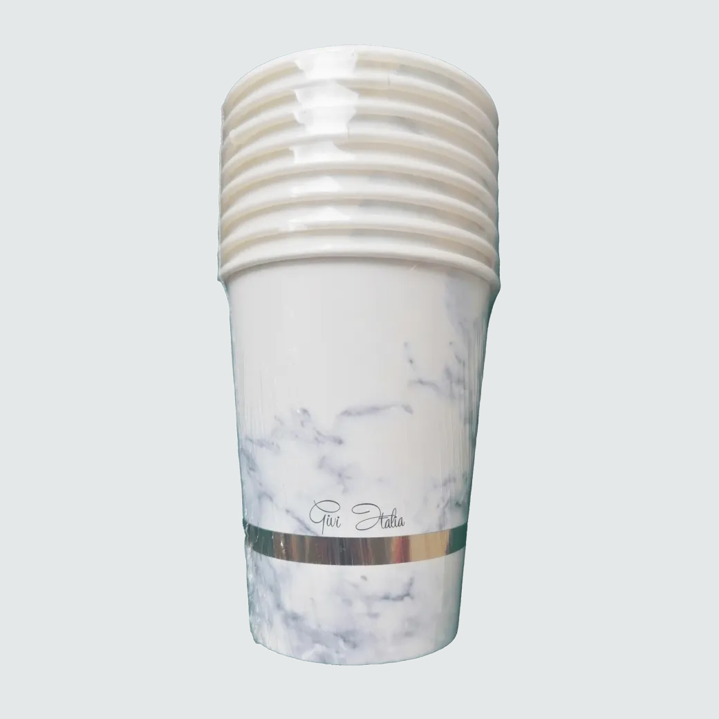 Pappbecher Marmor mit Gold 8 Stk.