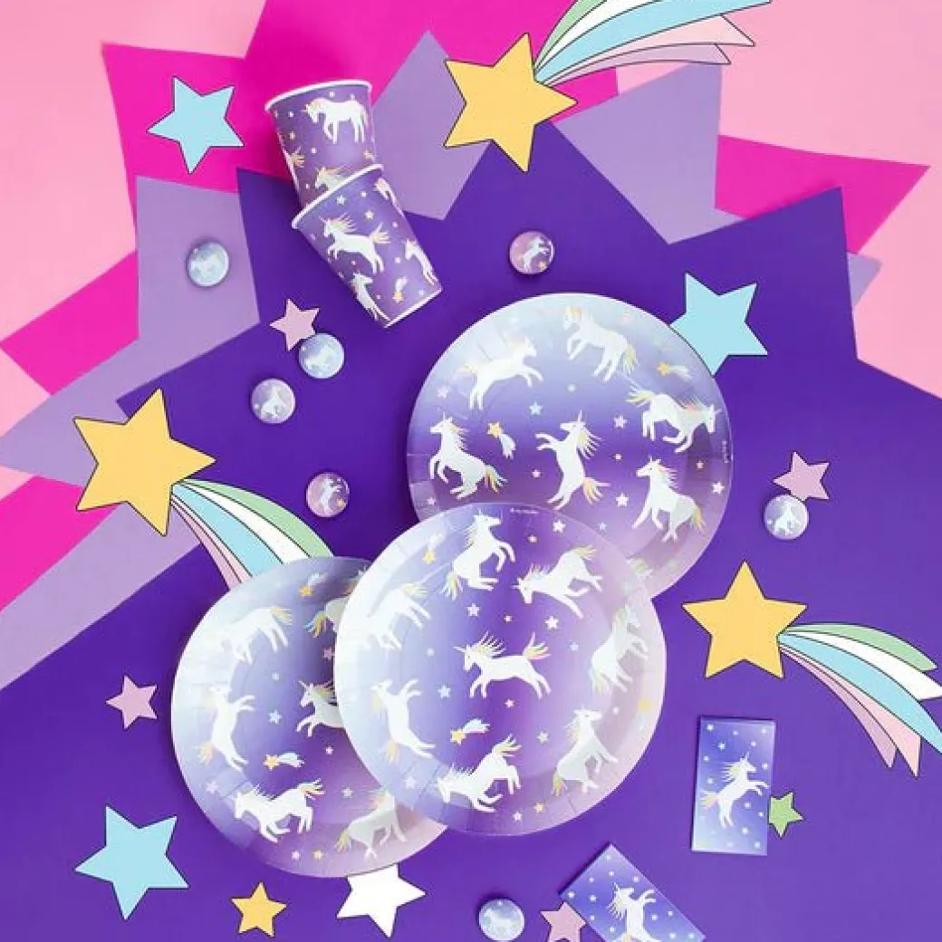 Pappteller Einhorn Lila