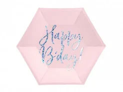 Pappteller "Happy B'day!" Rosa 6 Stk. Ø 20cm
