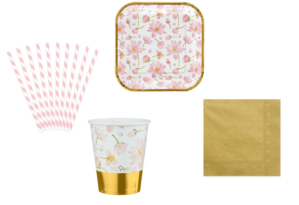 Partygeschirr Gesamt-Set Rosa Gold Pretty Cute 42-tlg.