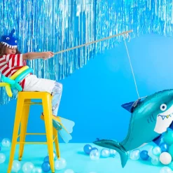 Partyvorhang lang Hellblau Glitzer