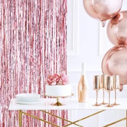 Partyvorhang lang Roségold Glitzer