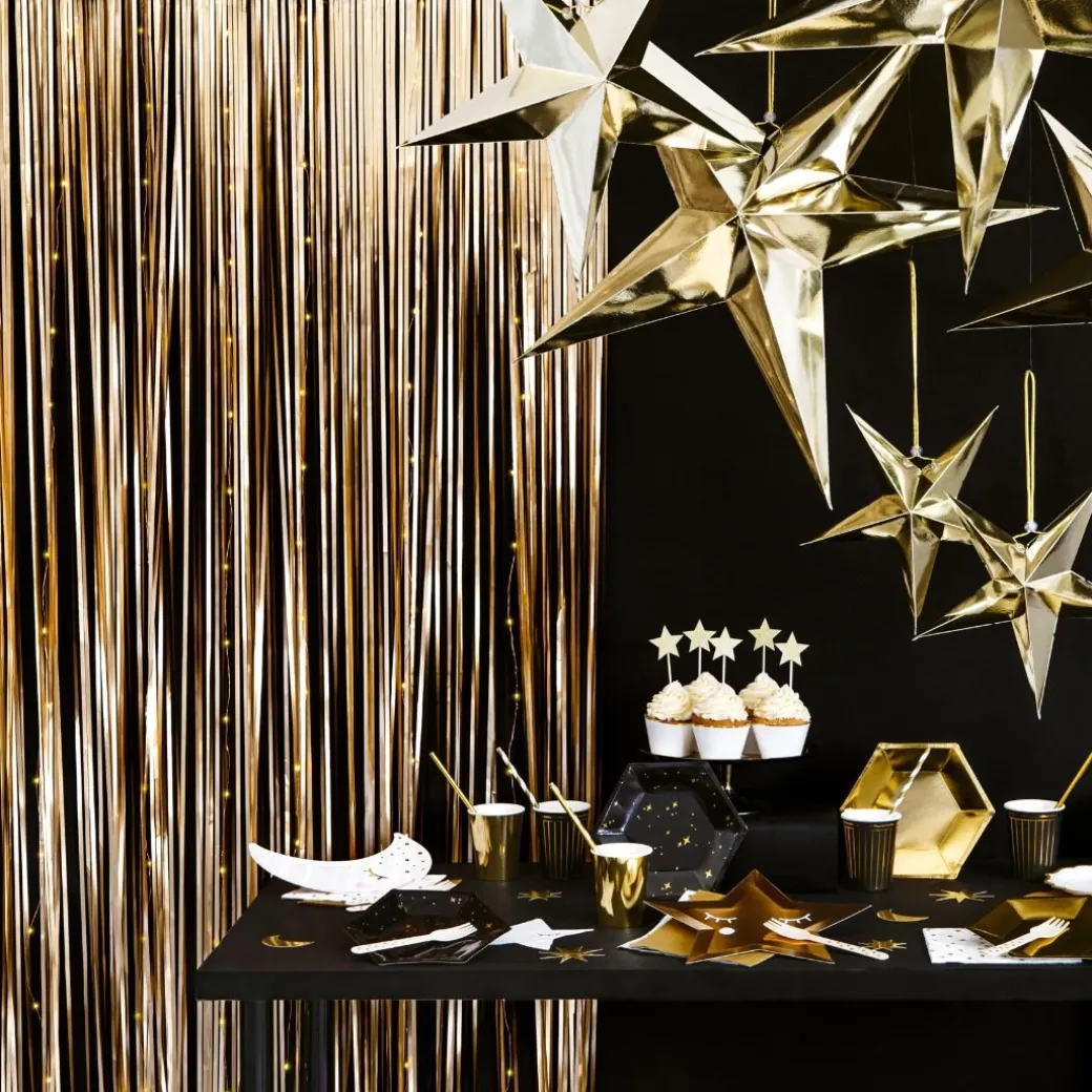 Partyvorhang lang Satin Gold