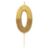 Premium-Geburtstagskerze Gold Glitzer "0"