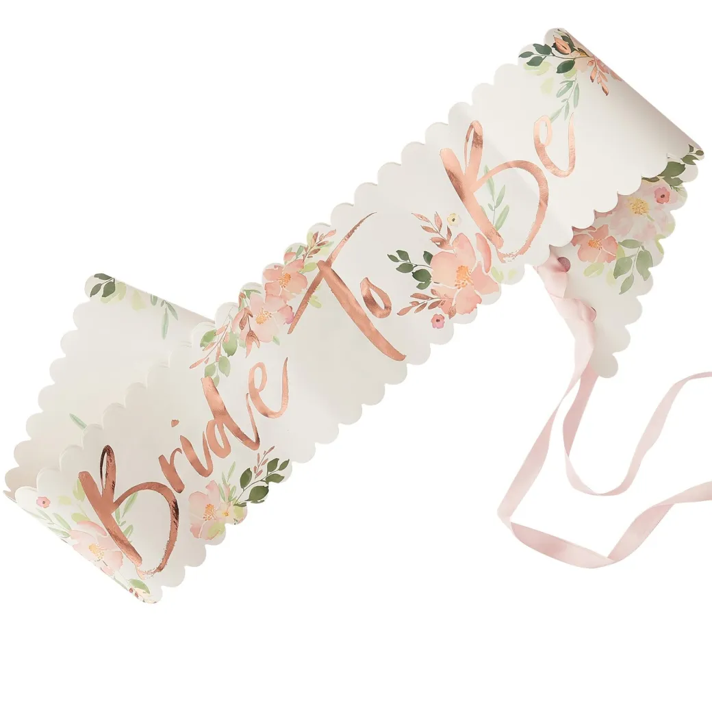 Schärpe "Bride To Be" Roségold Floral