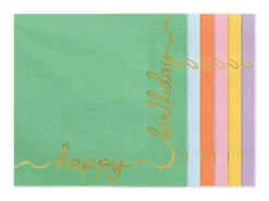 Servietten "Happy Birthday" Bunt 12 Stk.