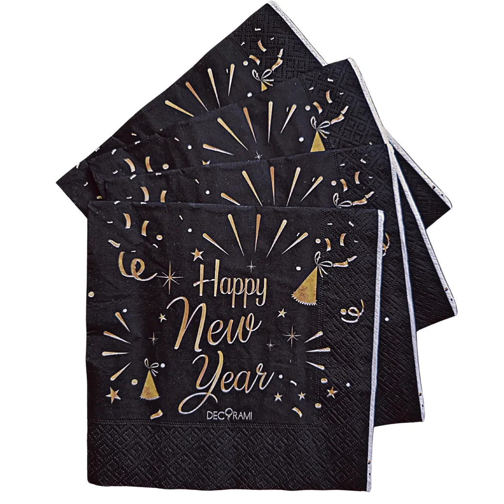 Servietten "Happy New Year" mit Fragen auf der Rückseite 20 Stk.