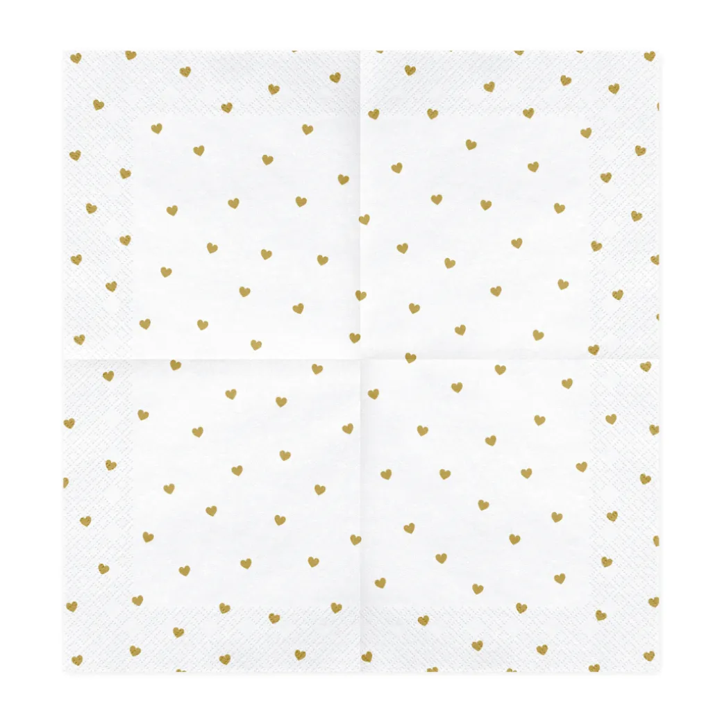 Servietten Herzchen Gold
