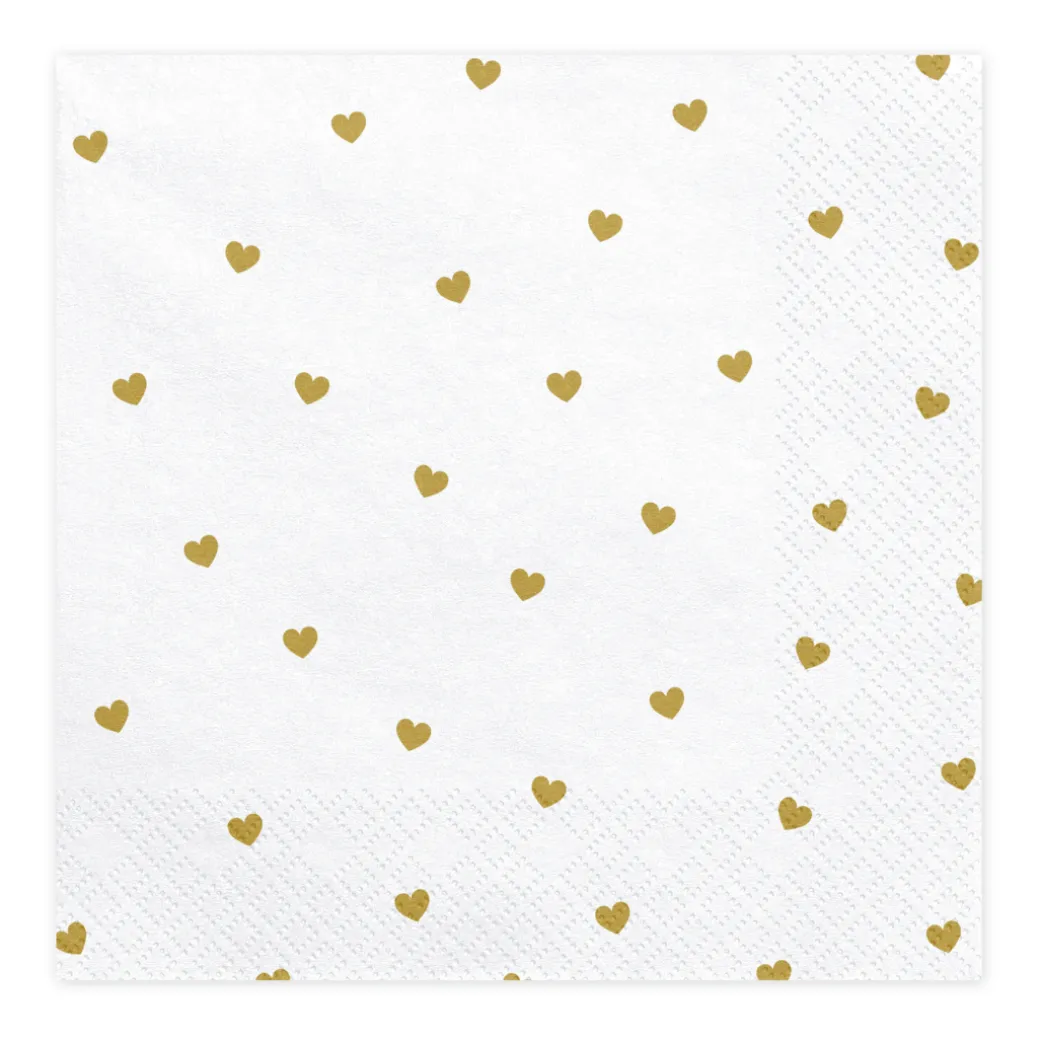 Servietten Herzchen Gold