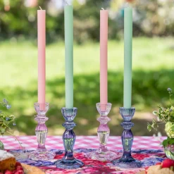 Stabkerzenständer Glas Rosa