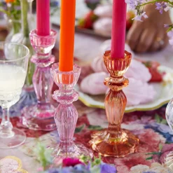Stabkerzenständer Glas Rosa