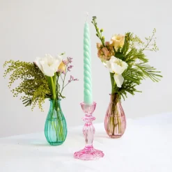 Stabkerzenständer Glas Rosa