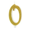 XL Geburtstagskerze Gold Glitzer "0"