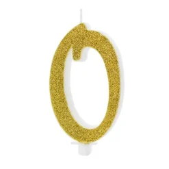XL Geburtstagskerze Gold Glitzer "0"