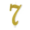 XL Geburtstagskerze Gold Glitzer "7"