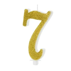XL Geburtstagskerze Gold Glitzer "7"