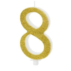 XL Geburtstagskerze Gold Glitzer "8"