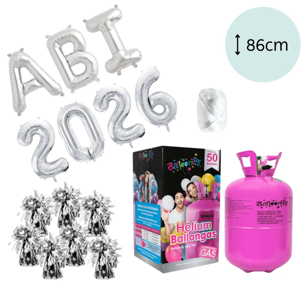 XXL Helium-Set "ABI 2026" Silber