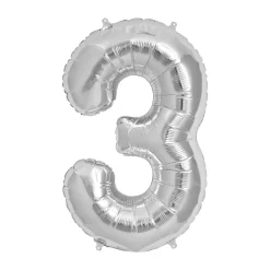 Zahlen Ballon 3 Silber