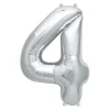 Zahlen Ballon 4 Silber