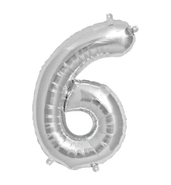Zahlen Ballon 6 Silber