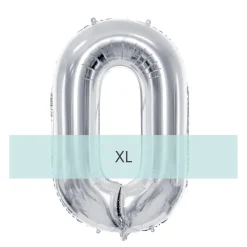 Zahlen Ballon 0 XL Silber