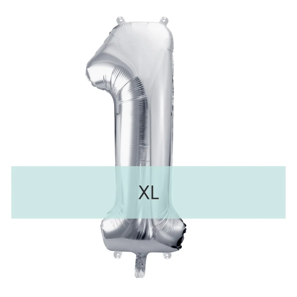 Zahlen Ballon 1 XL Silber