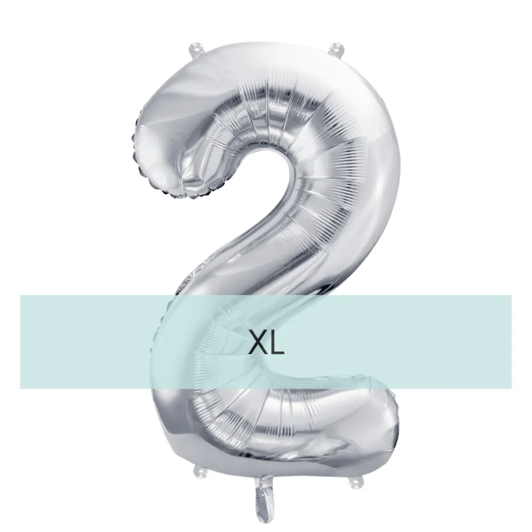 Zahlen Ballon 2 XL Silber