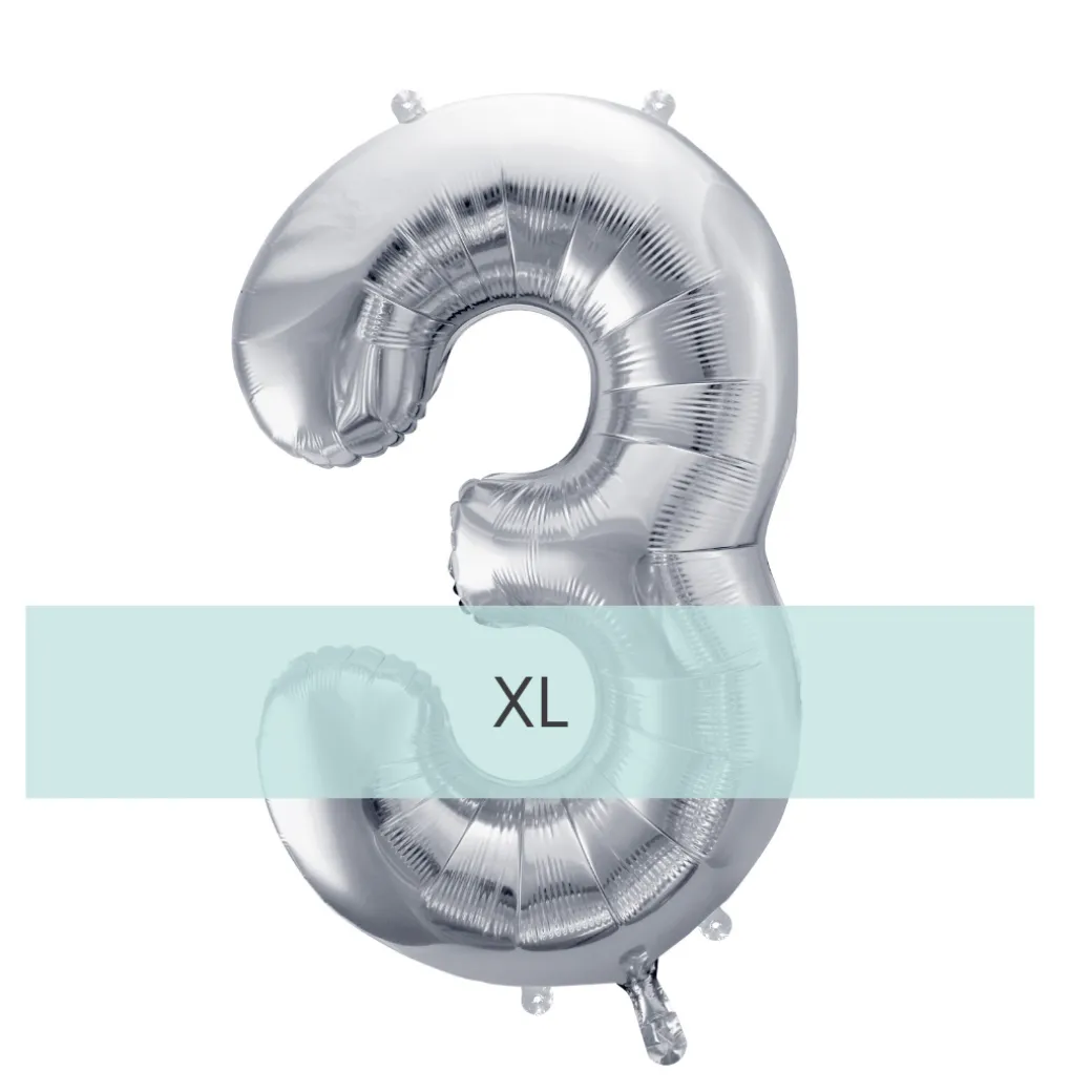Zahlen Ballon 3 XL Silber