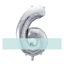 Zahlen Ballon 6 XL Silber