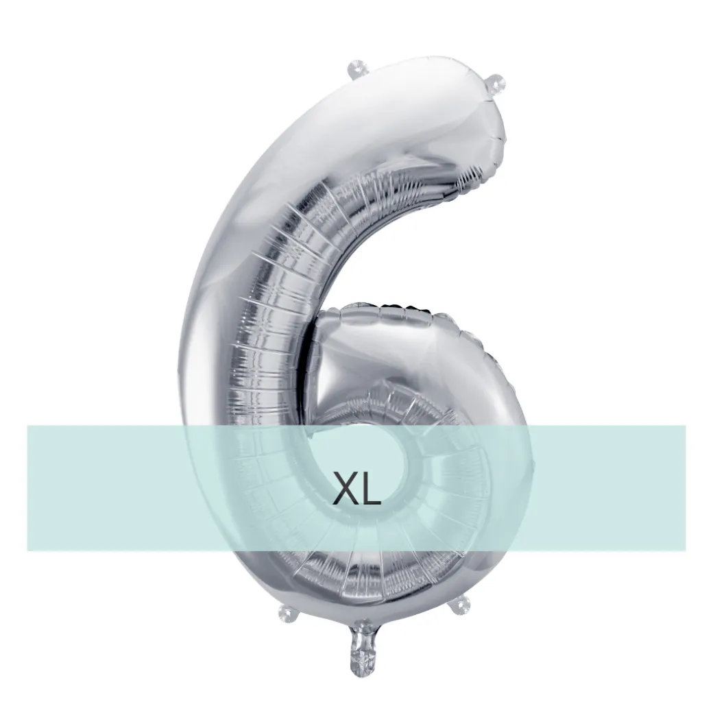 Zahlen Ballon 6 XL Silber