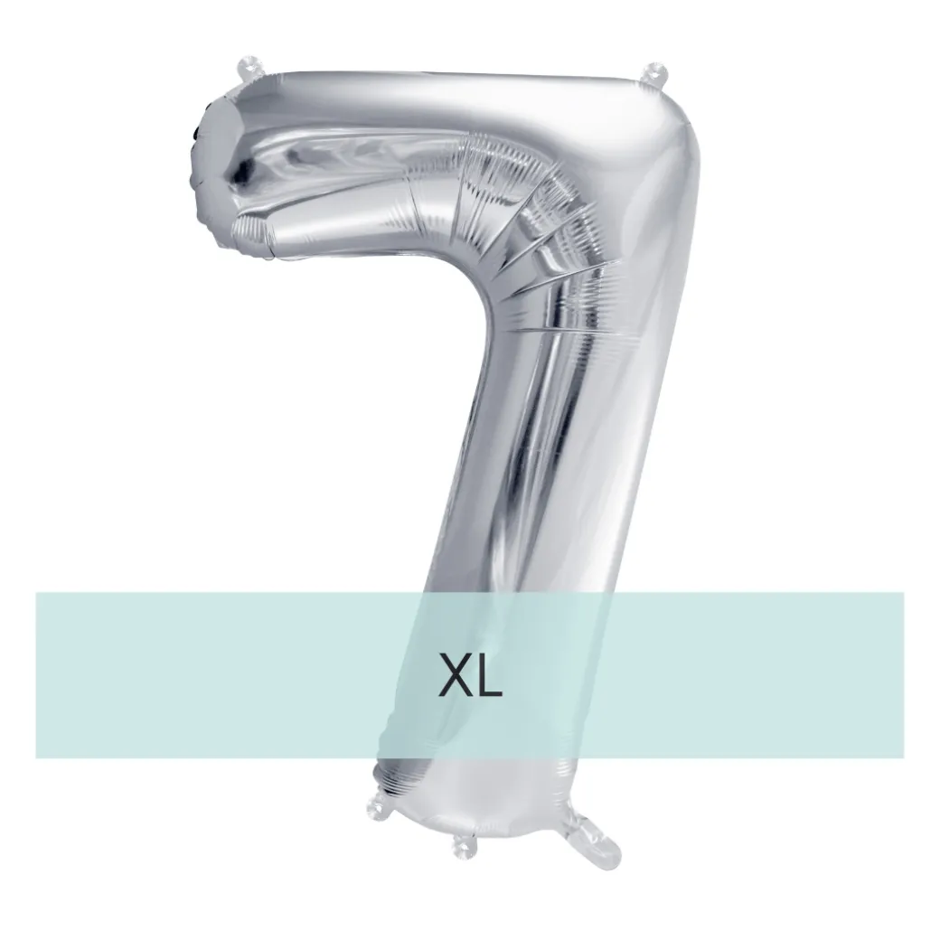 Zahlen Ballon 7 XL Silber