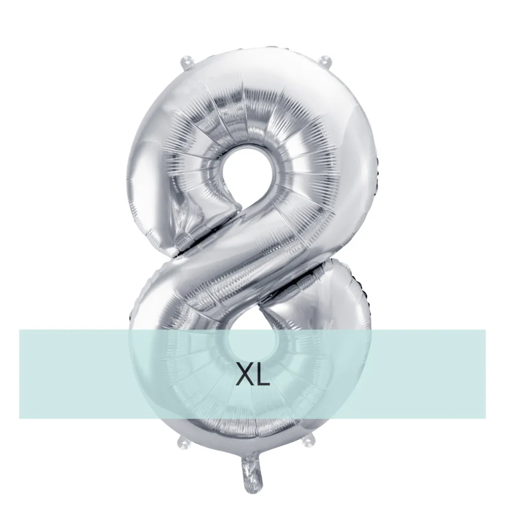 Zahlen Ballon 8 XL Silber