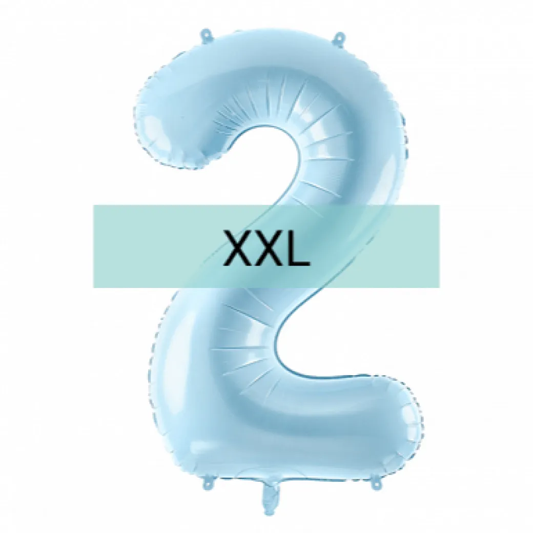 Zahlen Ballon 2 XXL Pastell Blau