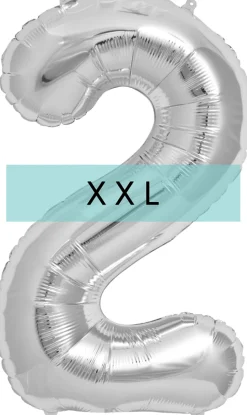 Zahlen Ballon 2 XXL Silber