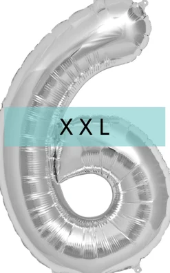 Zahlen Ballon 6 XXL Silber